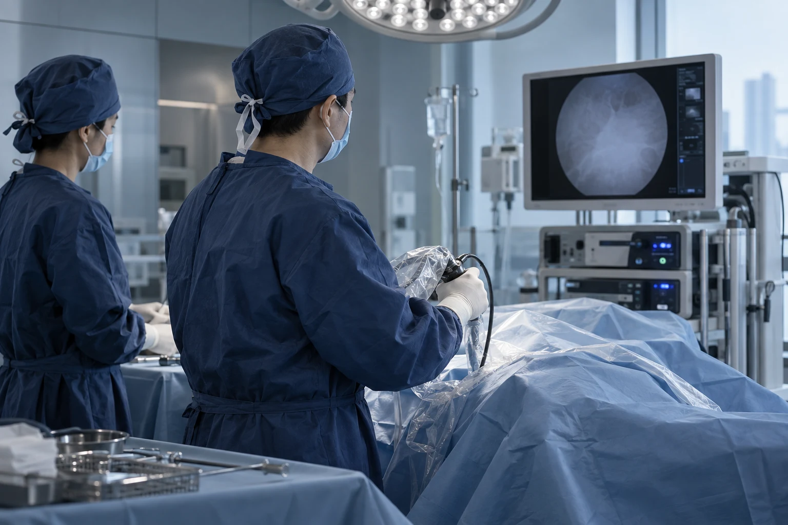 비뇨의학 시술 준비 장면