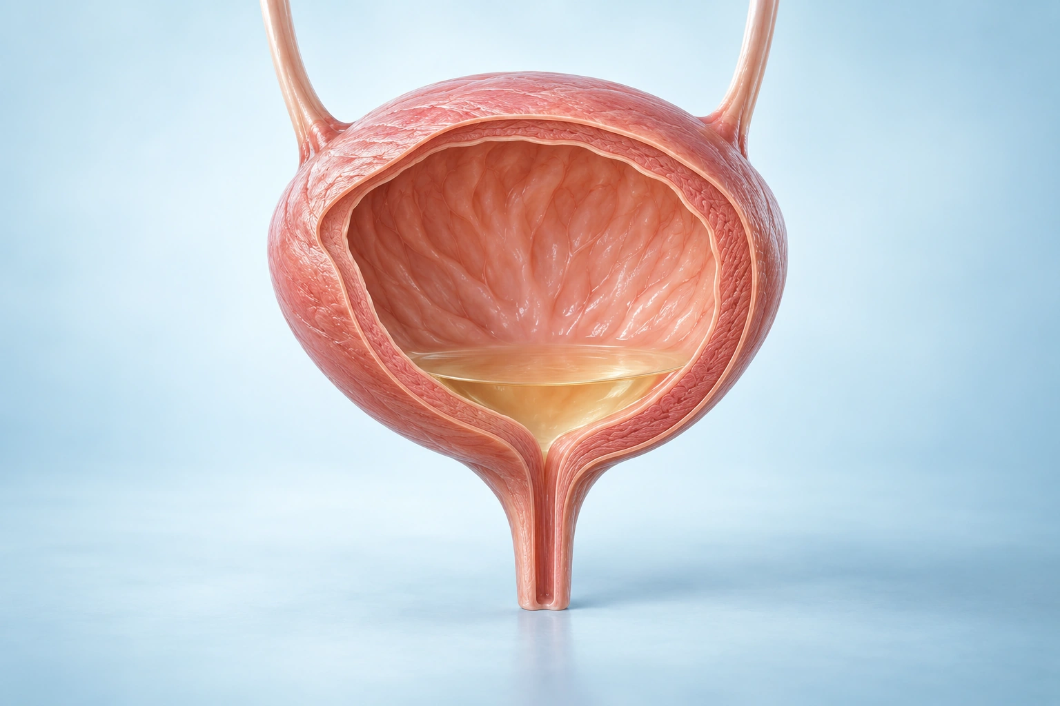 방광 내부를 보여주는 배뇨장애 3D 개념 이미지